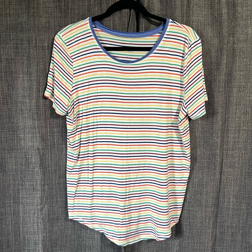 So the favorite crew rainbow striped tshirt size large